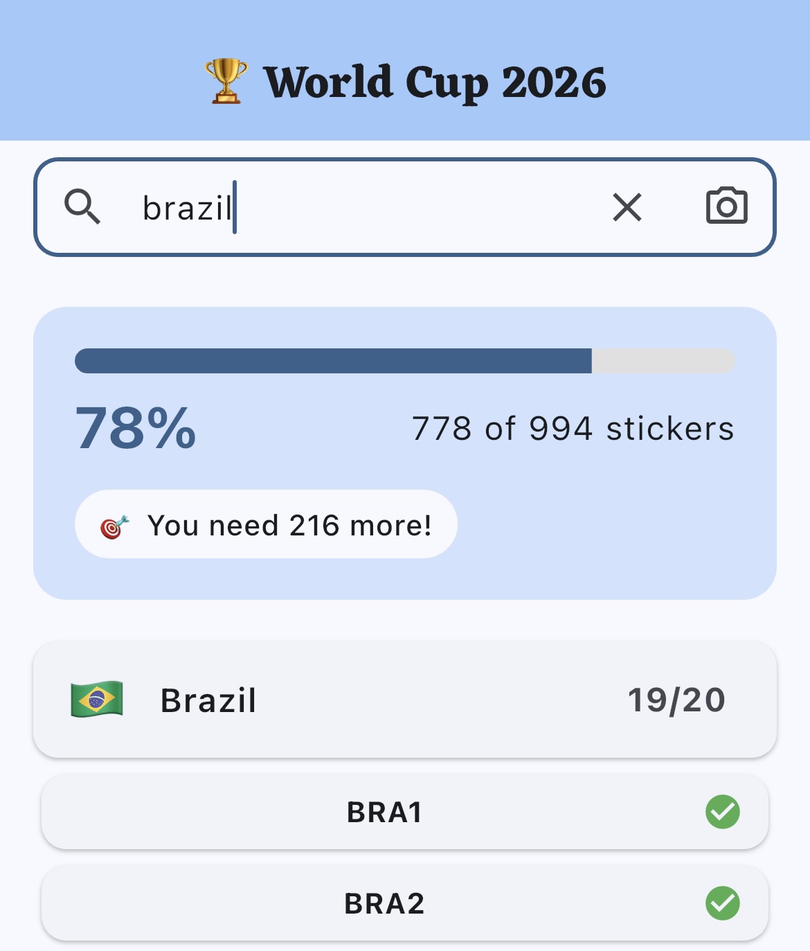 StickCup search screen showing Brazil results